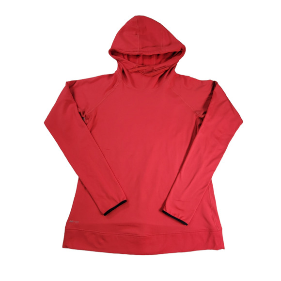 Nike Pro‎ Womens Size Large Pullover Pink Activewear Dri-Fit Hoodie Thumb Holes - Picture 1 of 9